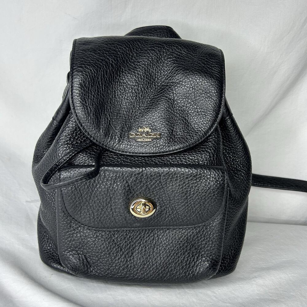 Coach Billie Mini Backpack in Black Pebble Leather - F37621
